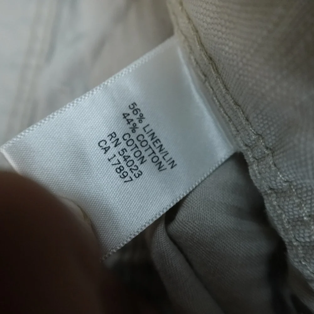 Banana Republic Pants Mens 38X32 Gray Linen Straight Chino Trouser Flat Front